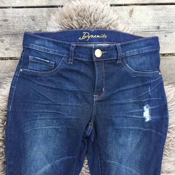 Dynamite dark wash distressed skinny jeans - size 29 - Picture 2 of 7